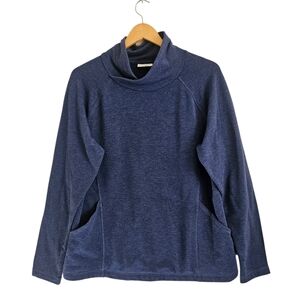 L.L. Bean Cozy Pullover Cowl Neck Lounge Sweater, Heathered Blue Size L